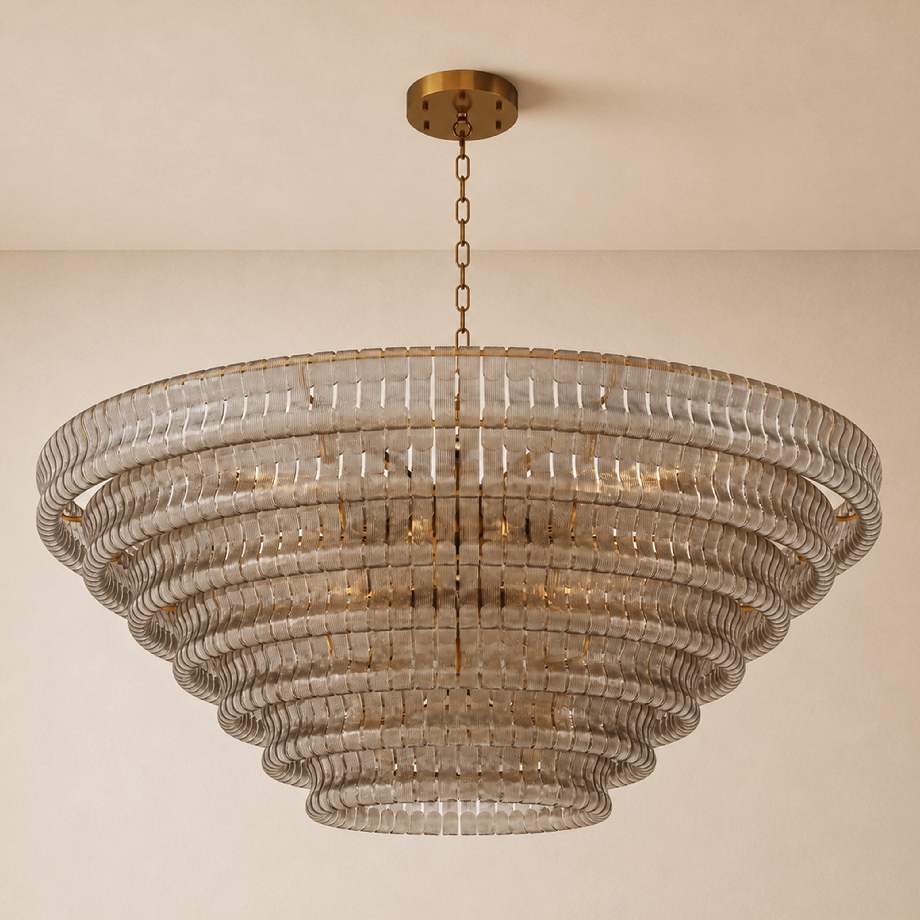 Ondalia Tiered Glass Custom Round Chandelier 48" 60"D