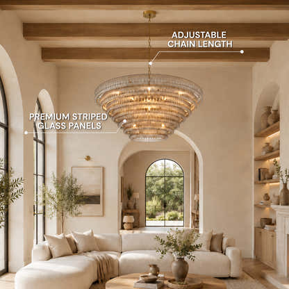 Ondalia Tiered Glass Custom Round Chandelier 48" 60"D