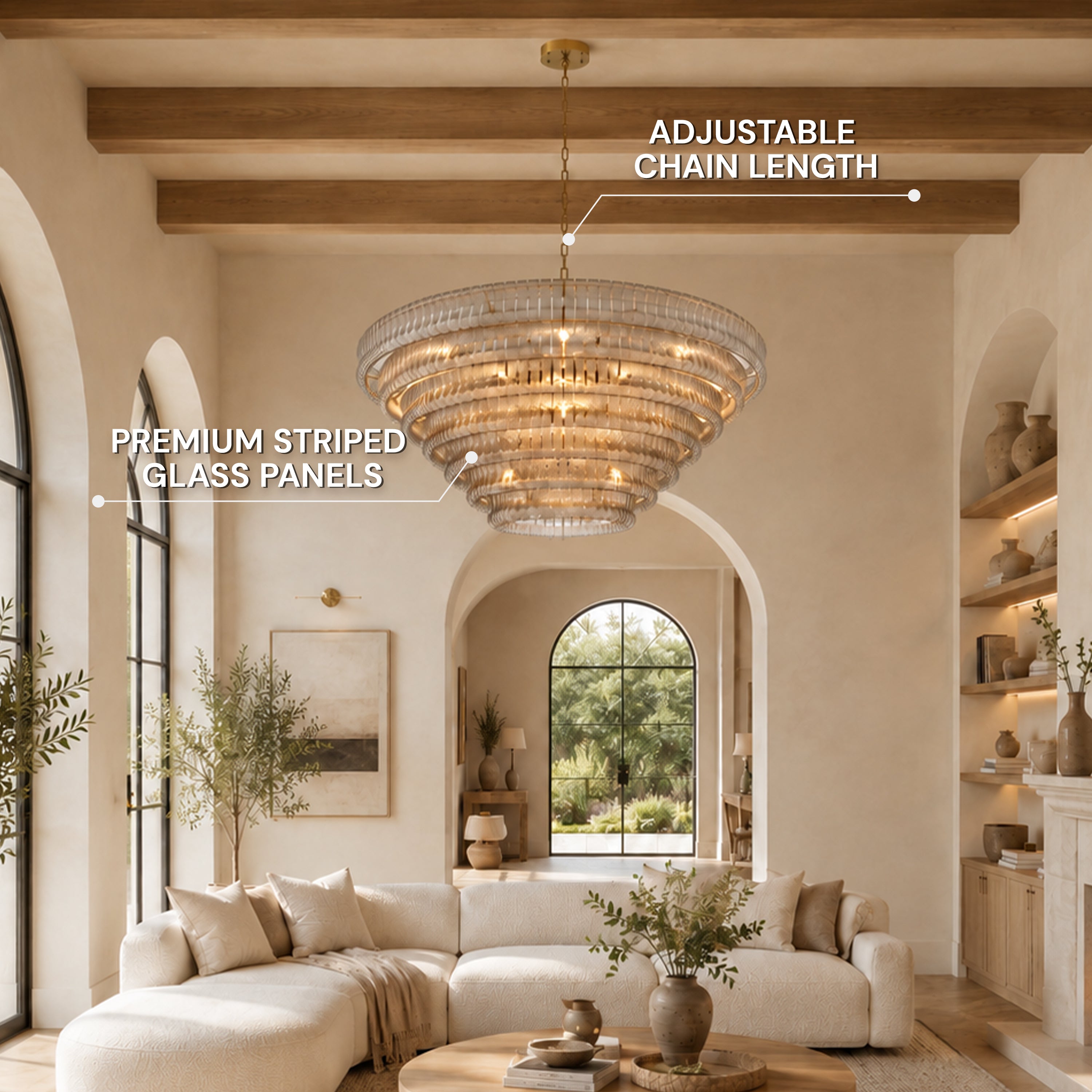 Ondalia Tiered Glass Custom Round Chandelier 48" 60"D
