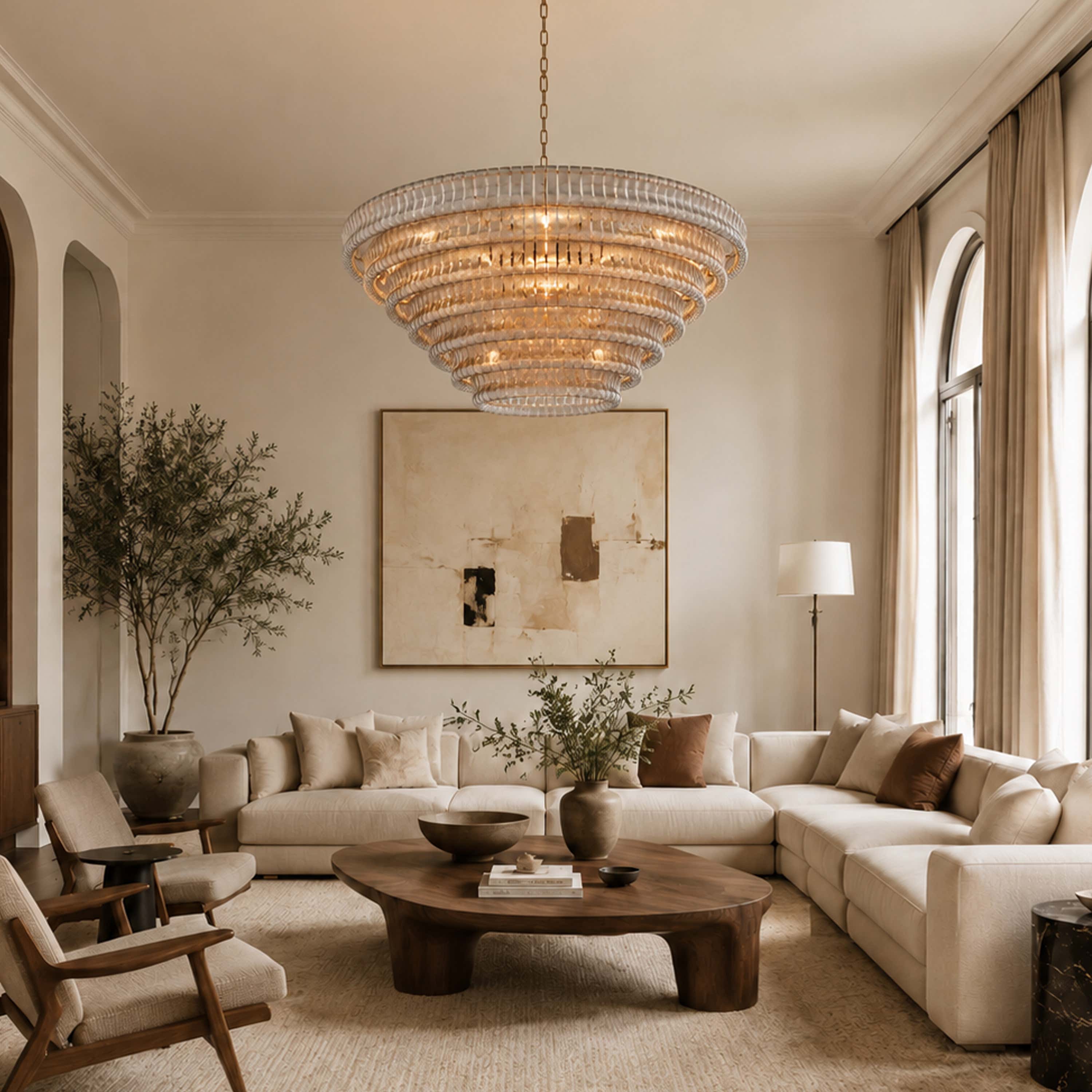 Ondalia Tiered Glass Custom Round Chandelier 48" 60"D