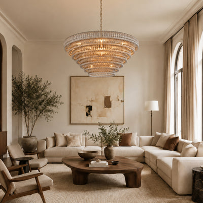 Ondalia Tiered Glass Custom Round Chandelier 48" 60"D