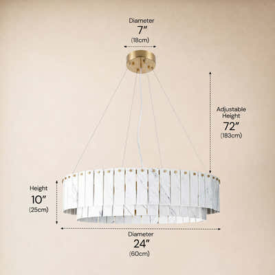 Pietra White Marble Tiered Drum Chandelier 24" 31"D