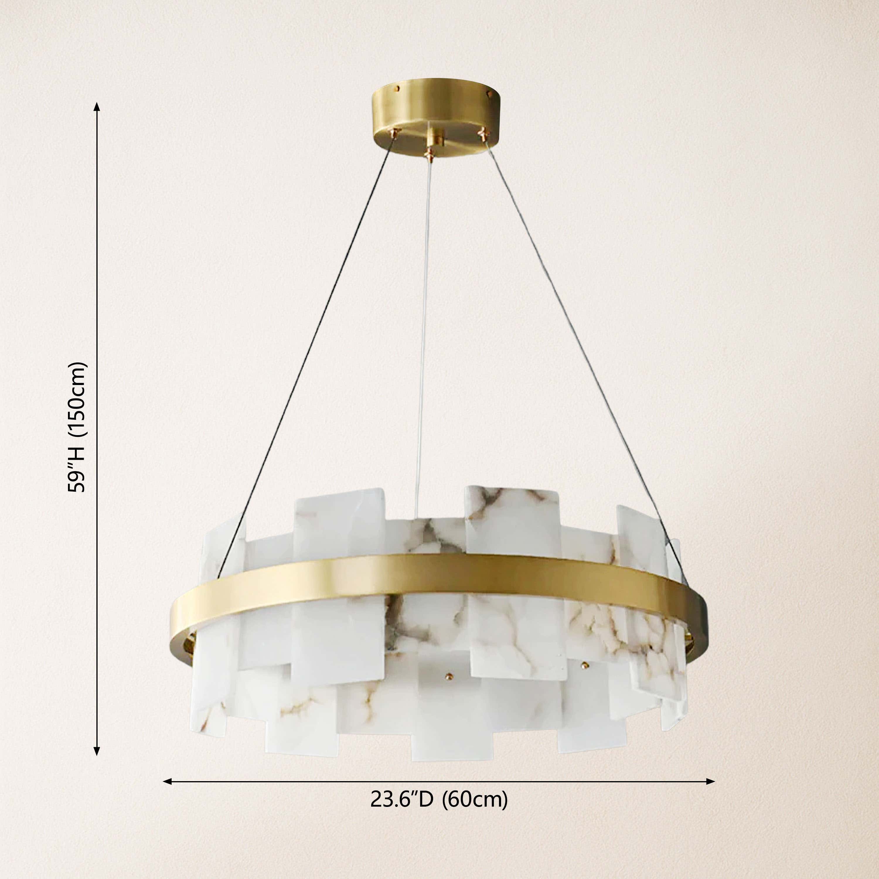 Calia Halo Alabaster Round Chandelier dimensions 4