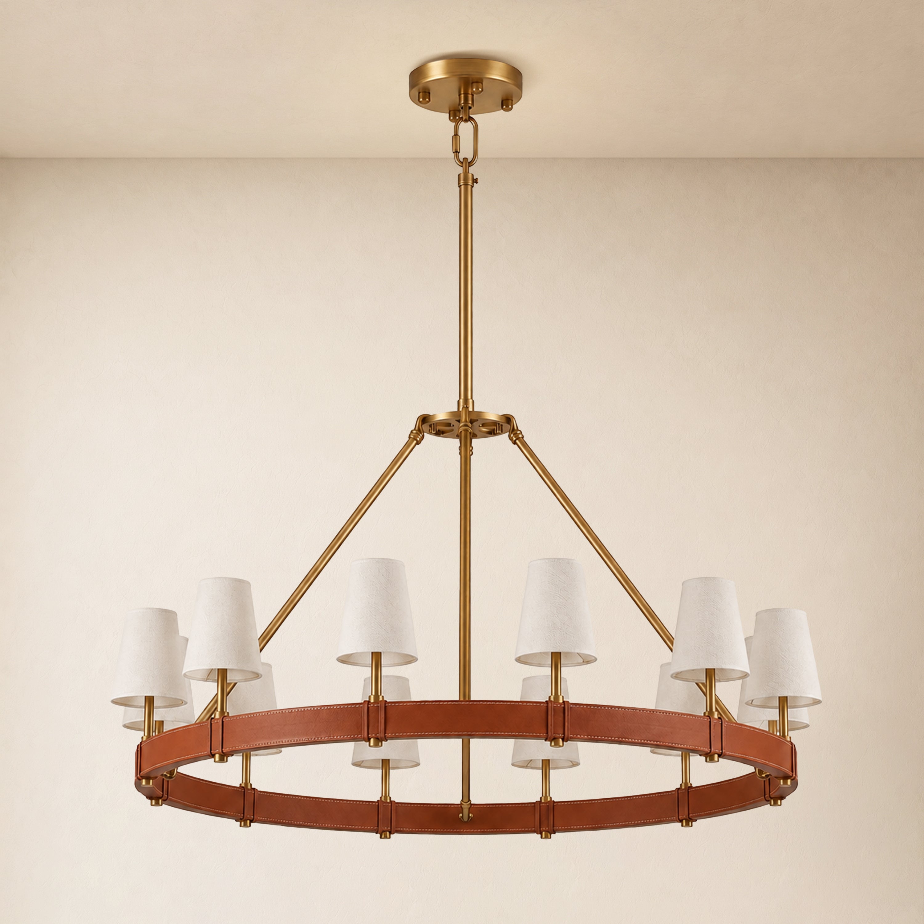 Corvella Leather Custom Round Chandelier 48" 60"W
