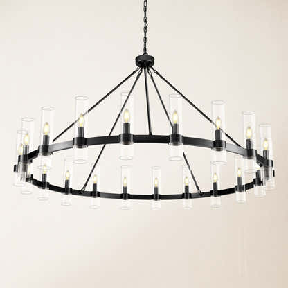 Cylora Glass Tube Round Chain Chandelier 60"D
