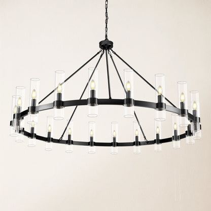 Cylora Glass Tube Round Chain Chandelier 152cm