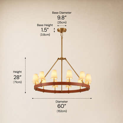 Corvella Leather Custom Round Chandelier 48" 60"W