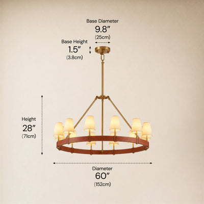 Corvella Leather Custom Round Chandelier 48" 60"W