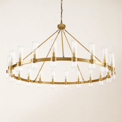 Cylora Glass Tube Round Chain Chandelier 152cm