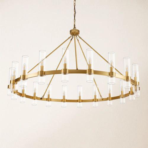 Cylora Glass Tube Round Chain Chandelier 152cm