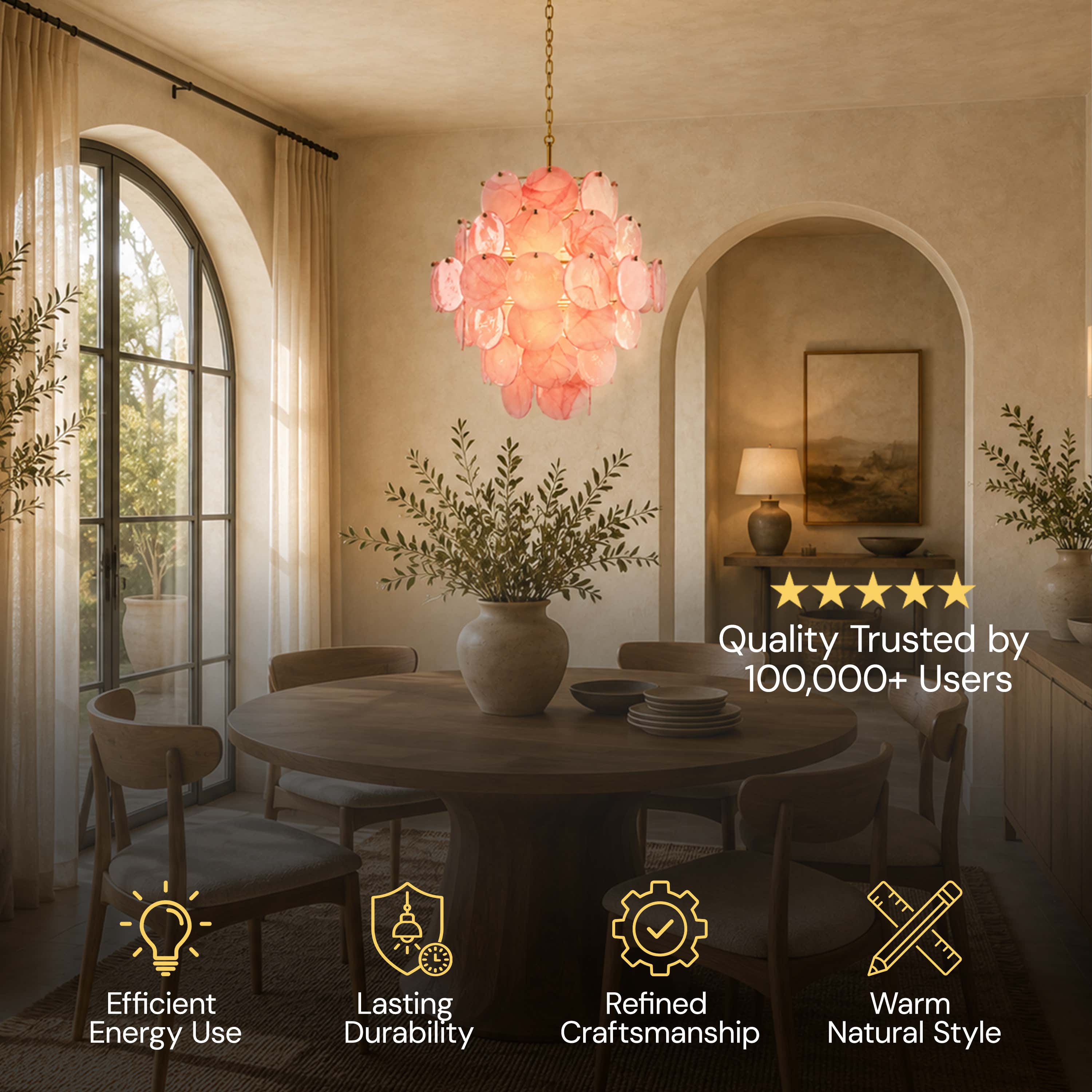 Auralis Pink Glass Disc Tiered Chandelier 18"D–30"D