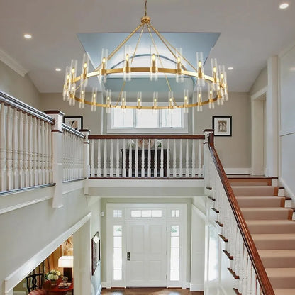 Cylora Glass Tube Round Chain Chandelier 152cm