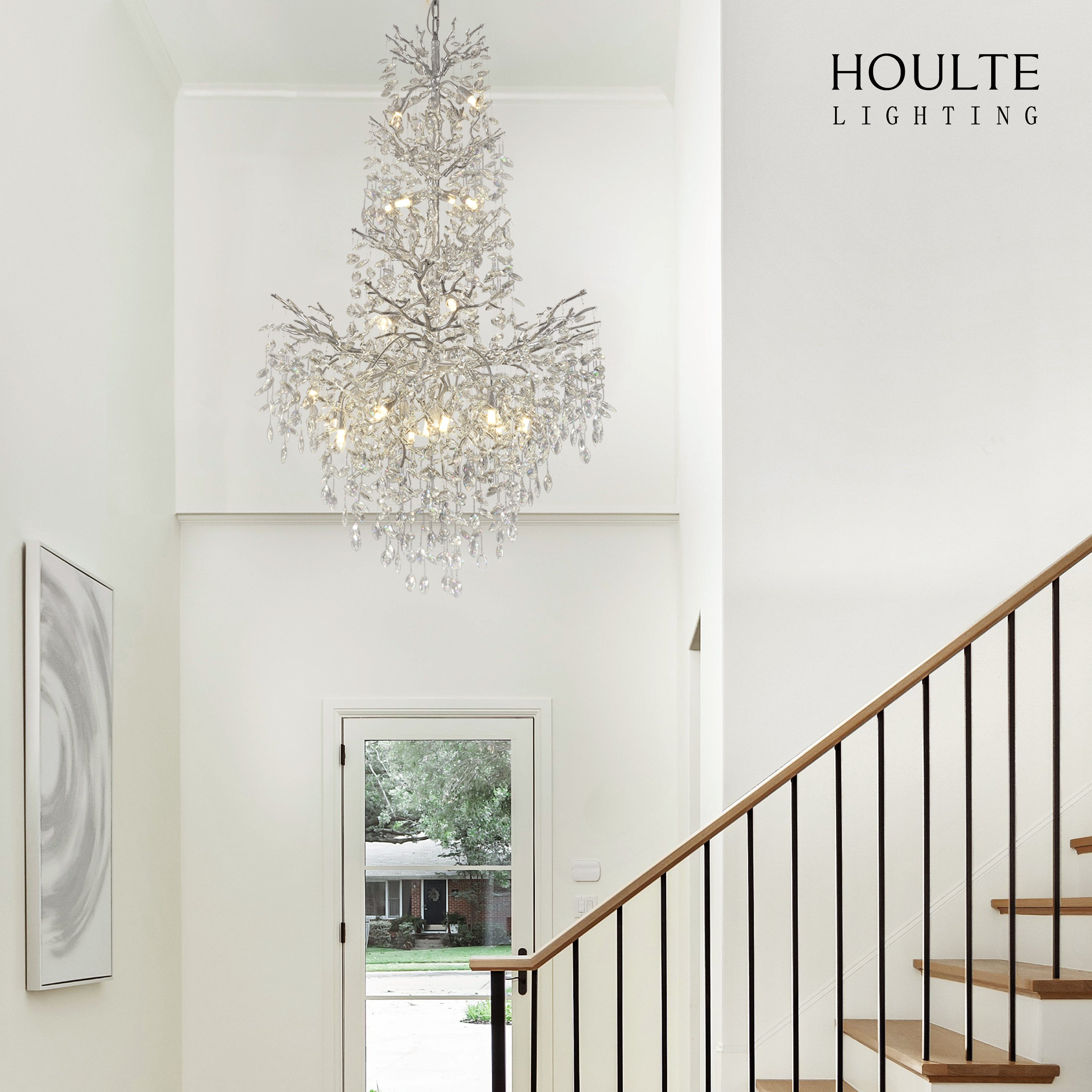 Frostleaf Crystal Cascade Grand Staircase Chandelier 155cm H