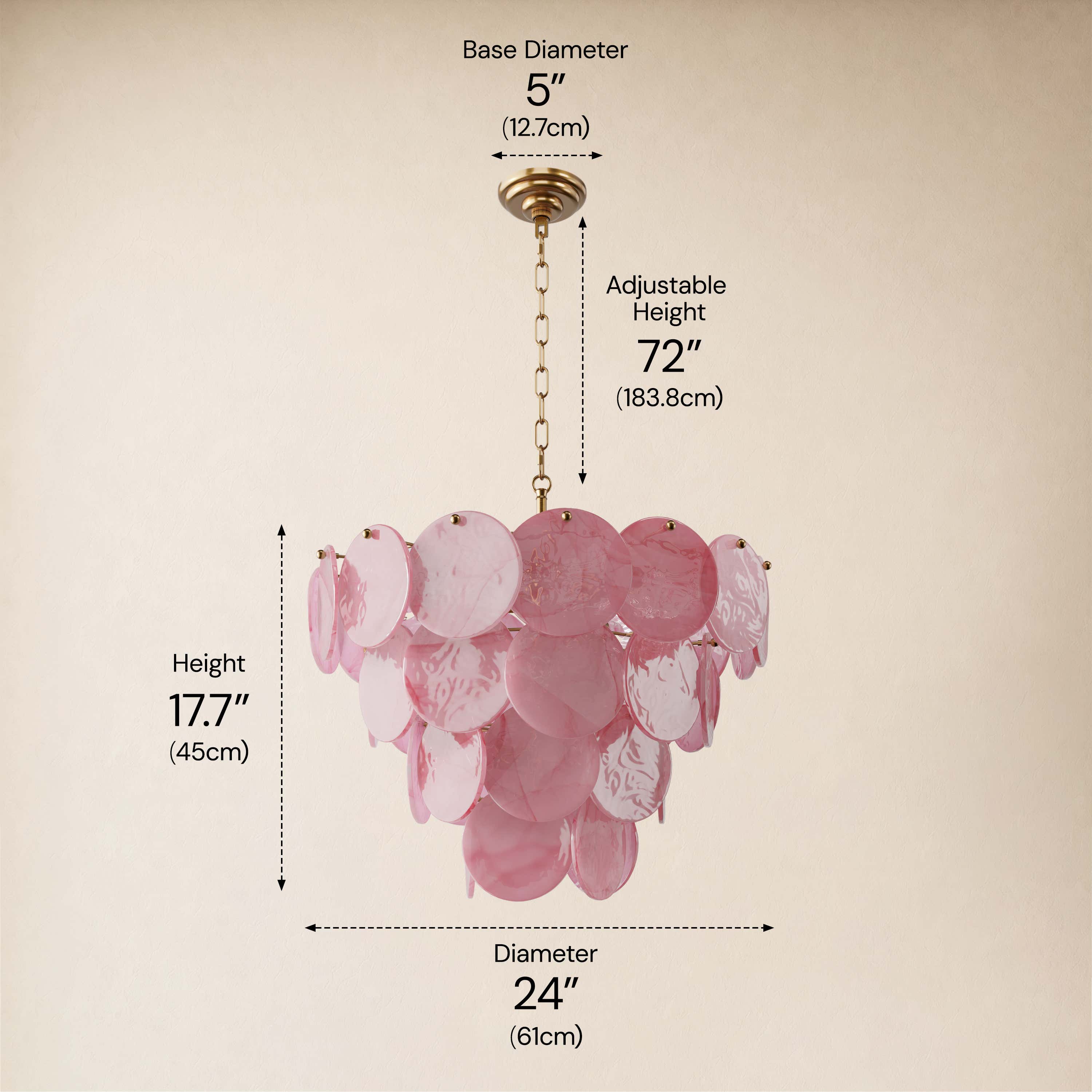 Auralis Pink Glass Disc Round Chandelier 20" 24" 31.5"D