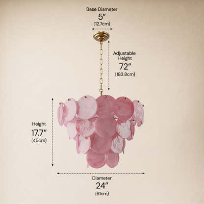 Auralis Pink Glass Disc Round Chandelier 20" 24" 31.5"D