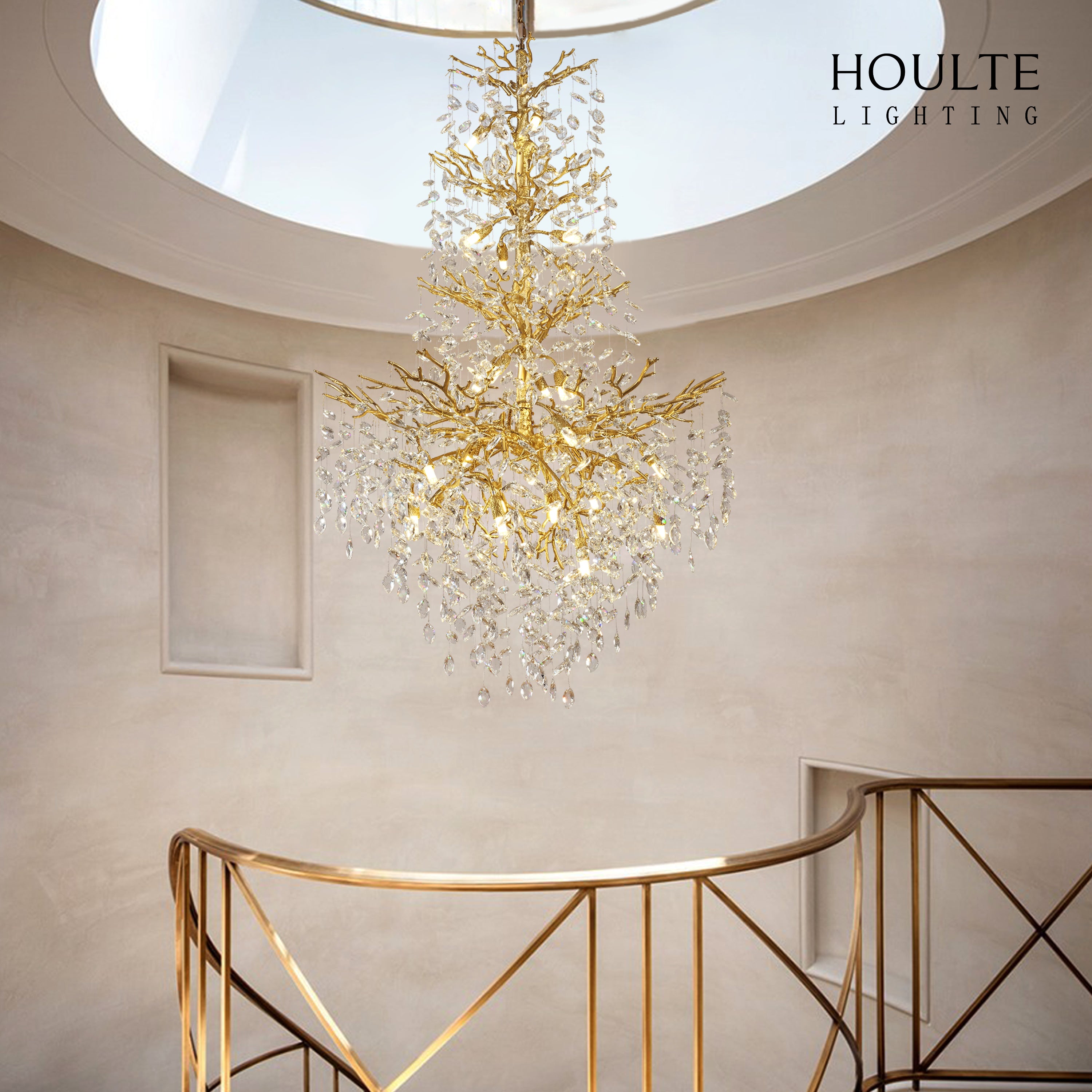 Frostleaf Crystal Cascade Grand Staircase Chandelier 155cm H