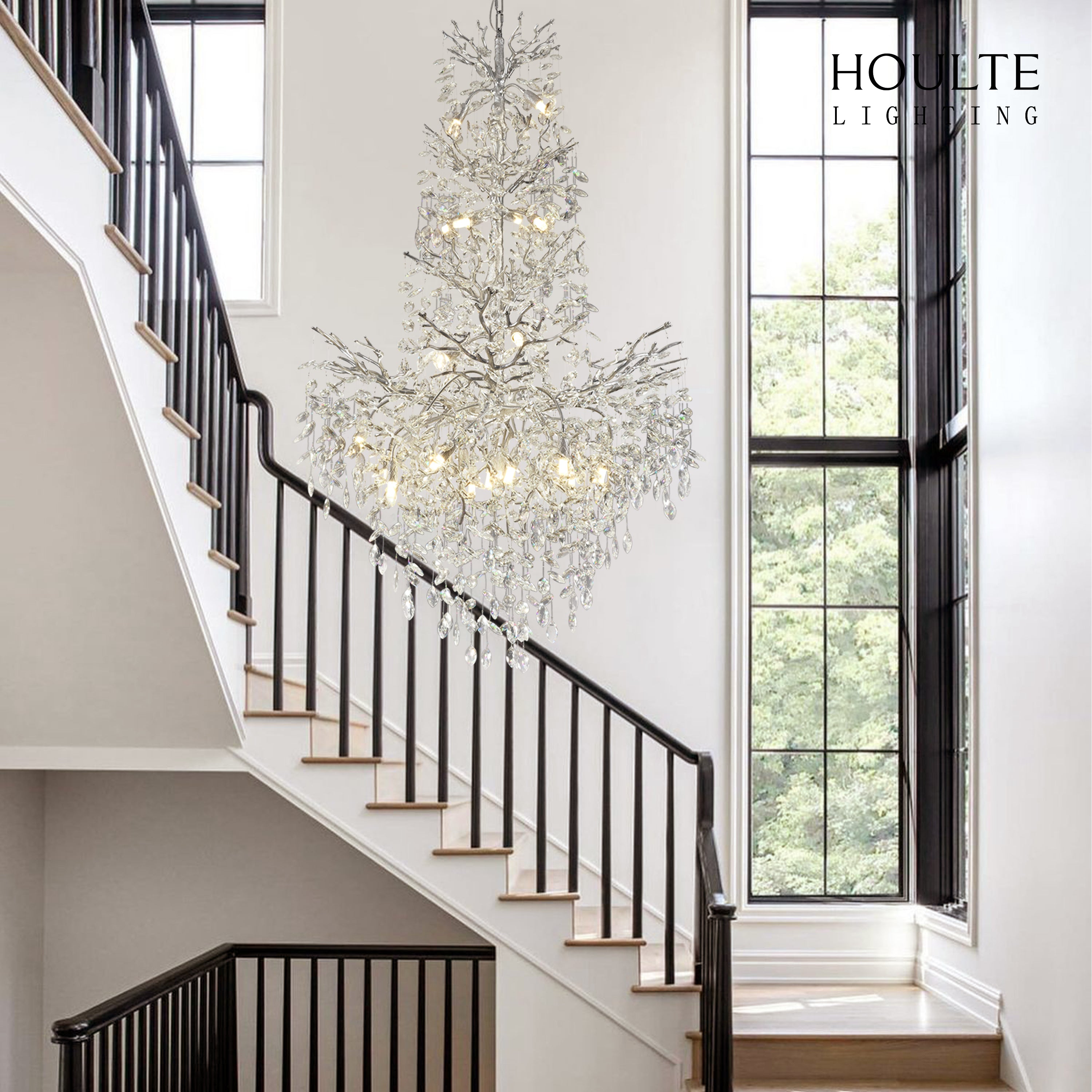 Frostleaf Crystal Cascade Grand Staircase Chandelier 155cm H
