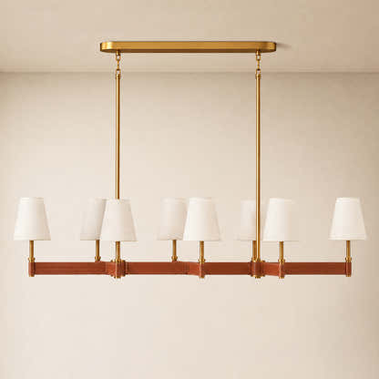 Corvella Leather Custom Linear Chandelier 62" 72"W
