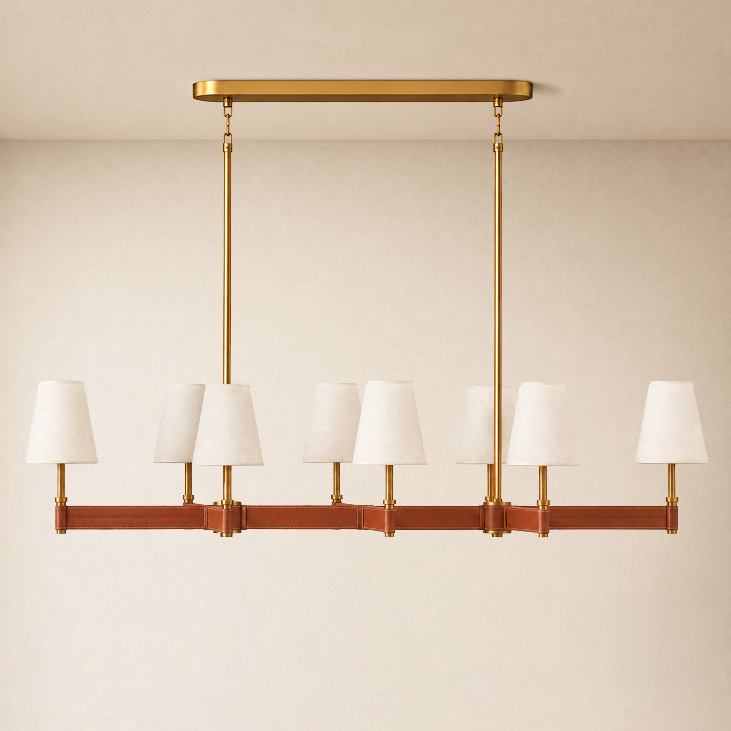 Corvella Leather Custom Linear Chandelier 62" 72"W
