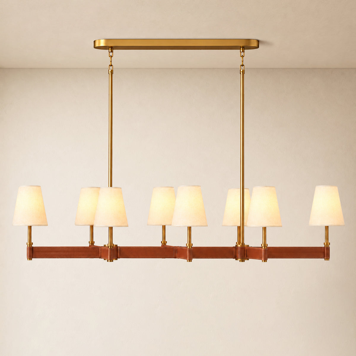 Corvella Leather Custom Linear Chandelier 62" 72"W