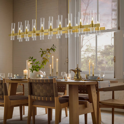 Cylora Glass Tube Rectangular Chandelier 68"W