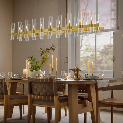 Cylora Glass Tube Rectangular Chandelier 173cm