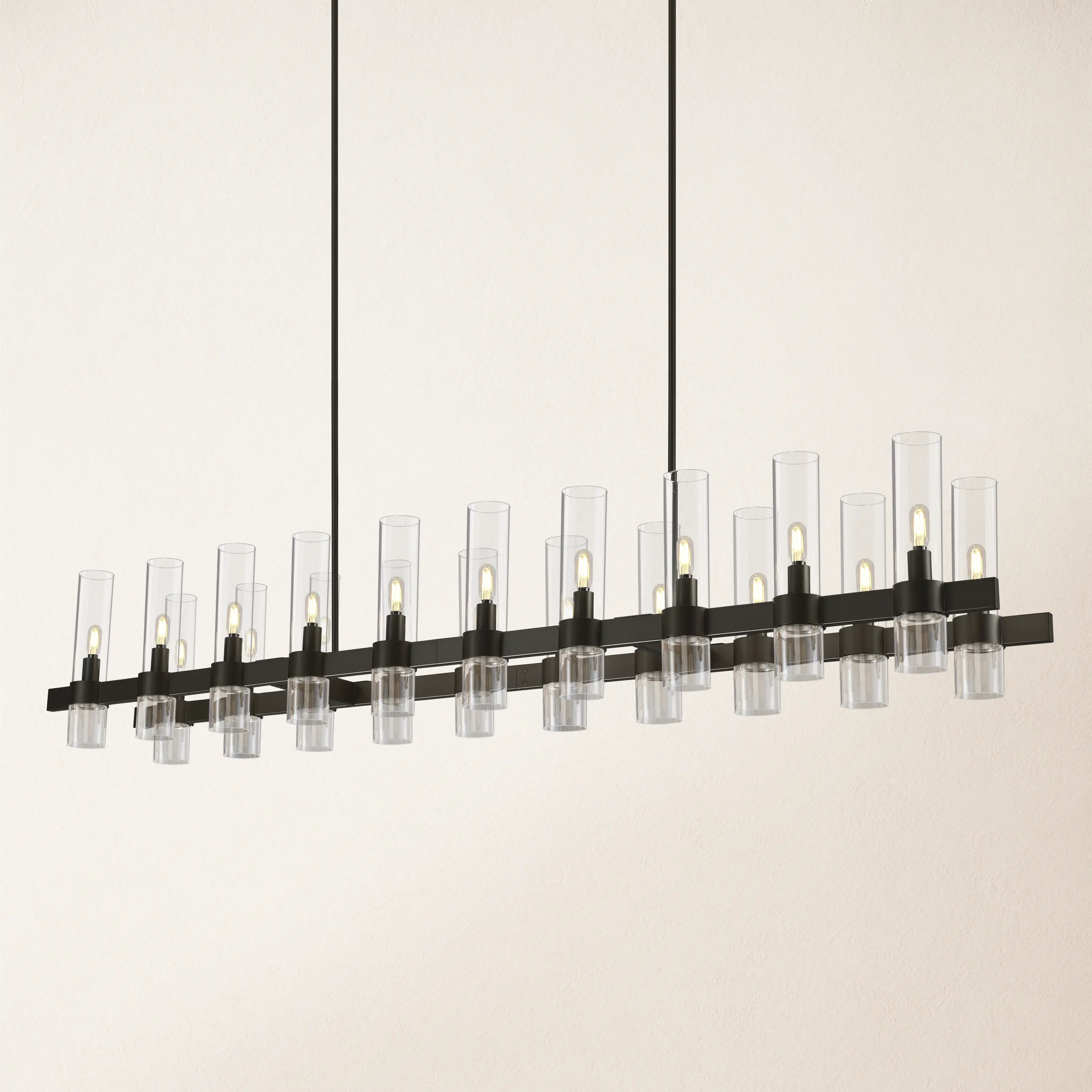 Cylora Glass Tube Rectangular Chandelier 173cm