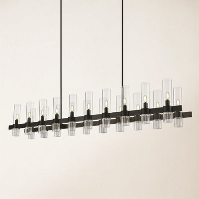 Cylora Glass Tube Rectangular Chandelier 68"W