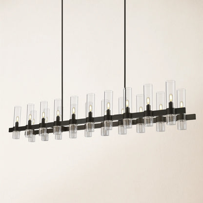 Cylora Glass Tube Rectangular Chandelier 173cm