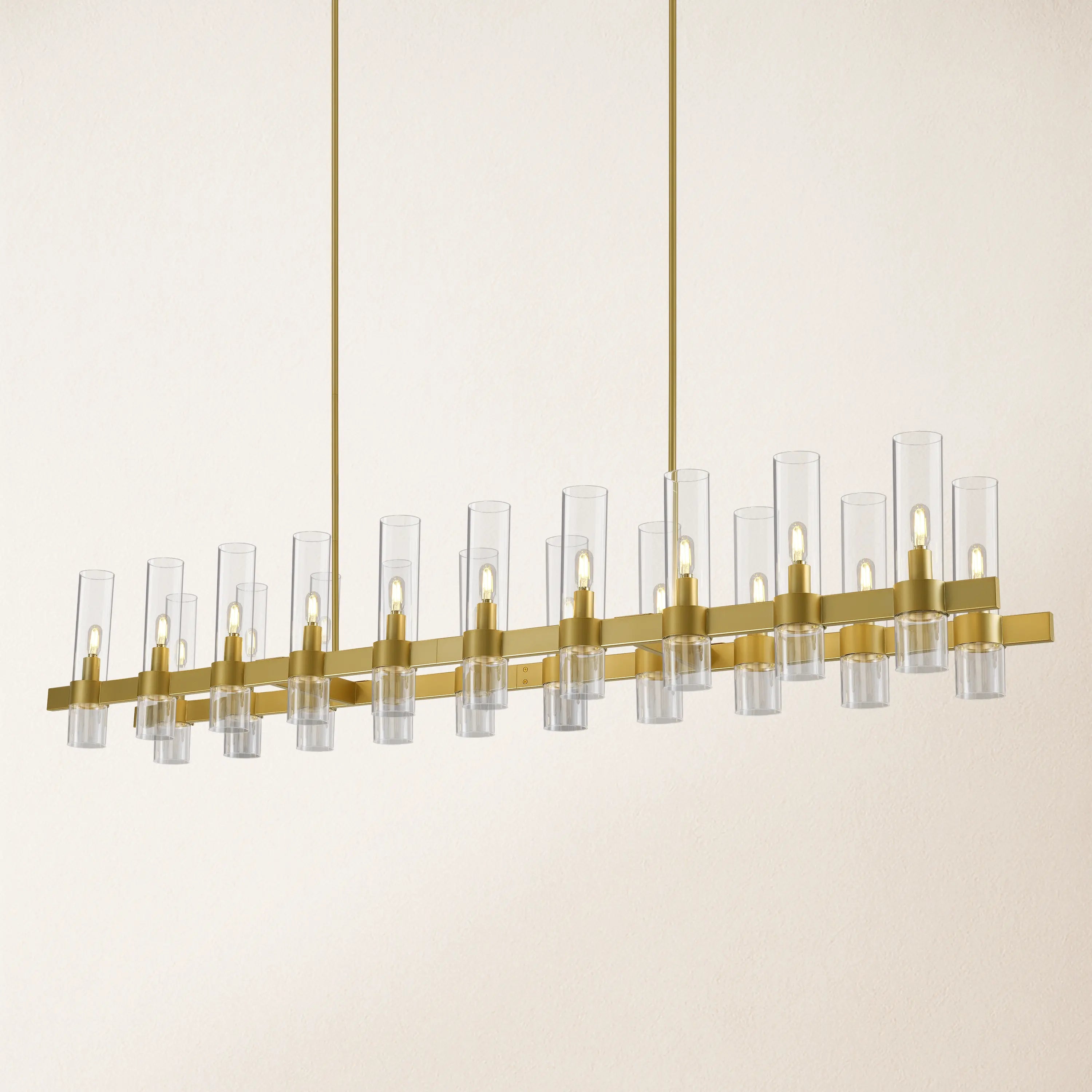 Cylora Glass Tube Rectangular Chandelier 173cm