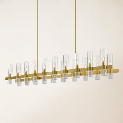 Cylora Glass Tube Rectangular Chandelier 68"W