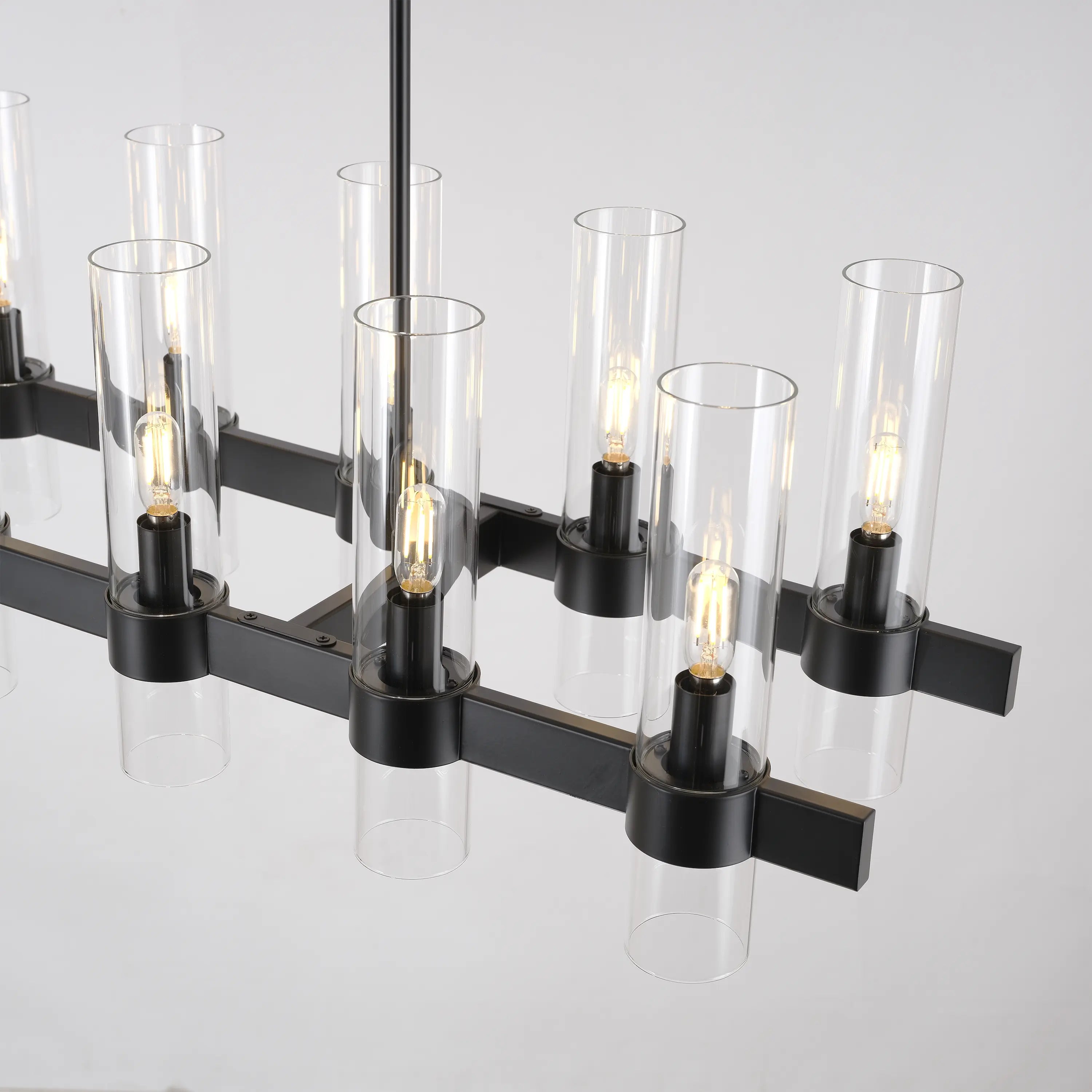 Cylora Glass Tube Rectangular Chandelier 173cm
