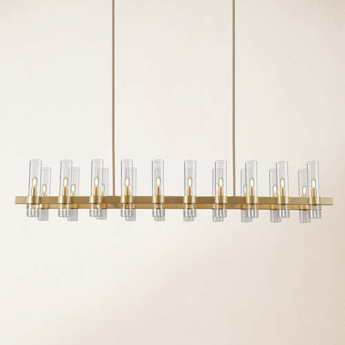 Cylora Glass Tube Rectangular Chandelier 68"W#Finish_Gold