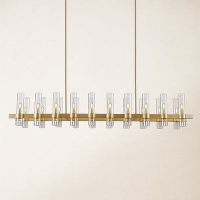 Cylora Glass Tube Rectangular Chandelier 68"W