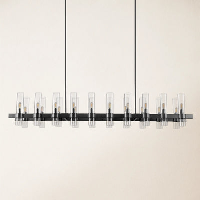 Cylora Glass Tube Rectangular Chandelier 68"W