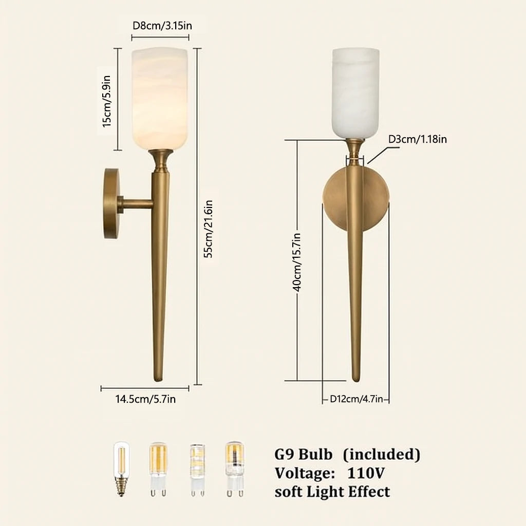 Axis Alabaster 1 Light Wall Sconce 54.8cm