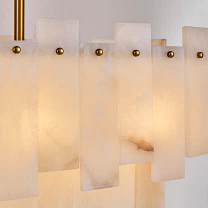 Nivislight Alabaster 2-Tier Rectangular Chandelier 101cm D