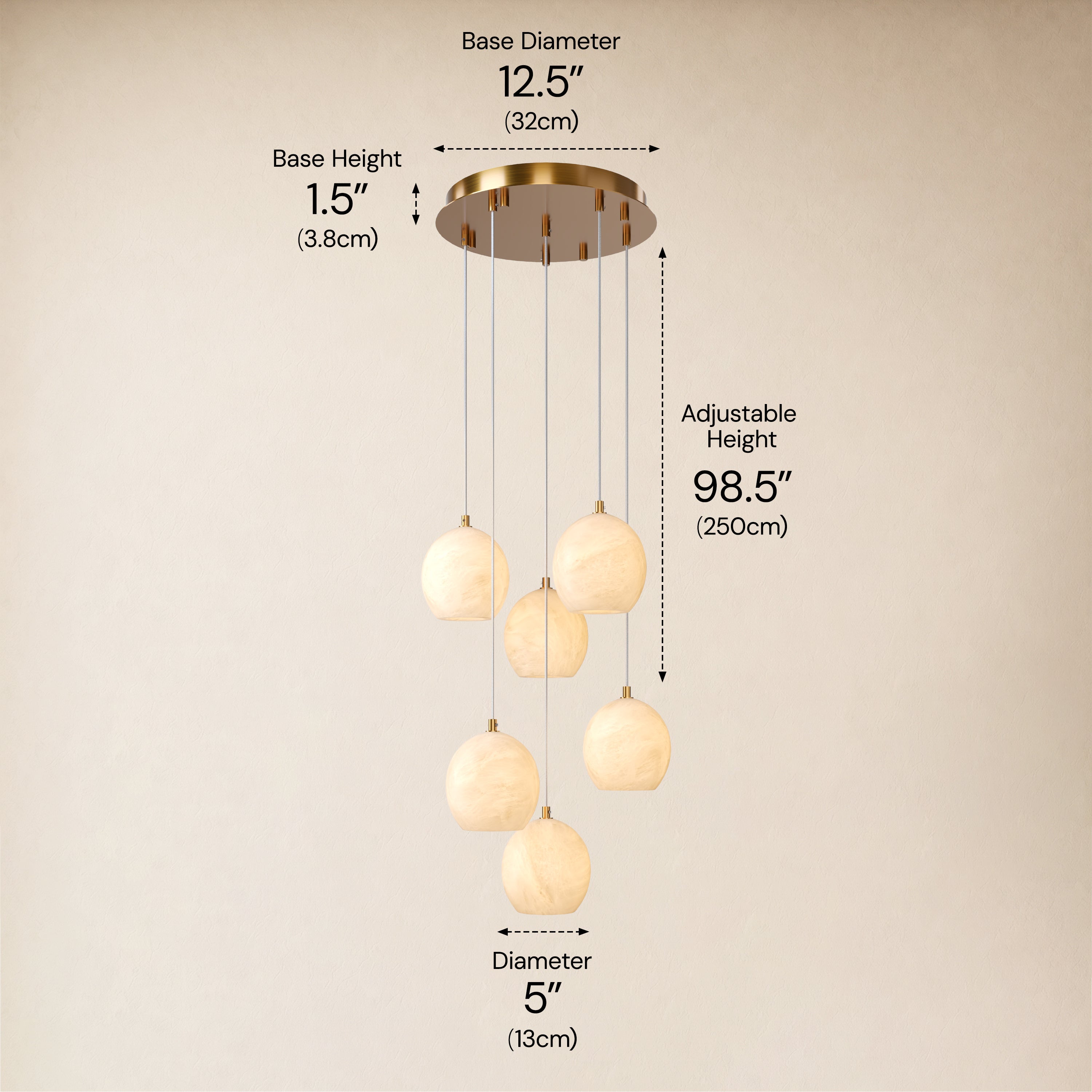 Quorvyn Resin Globe Round Chandelier