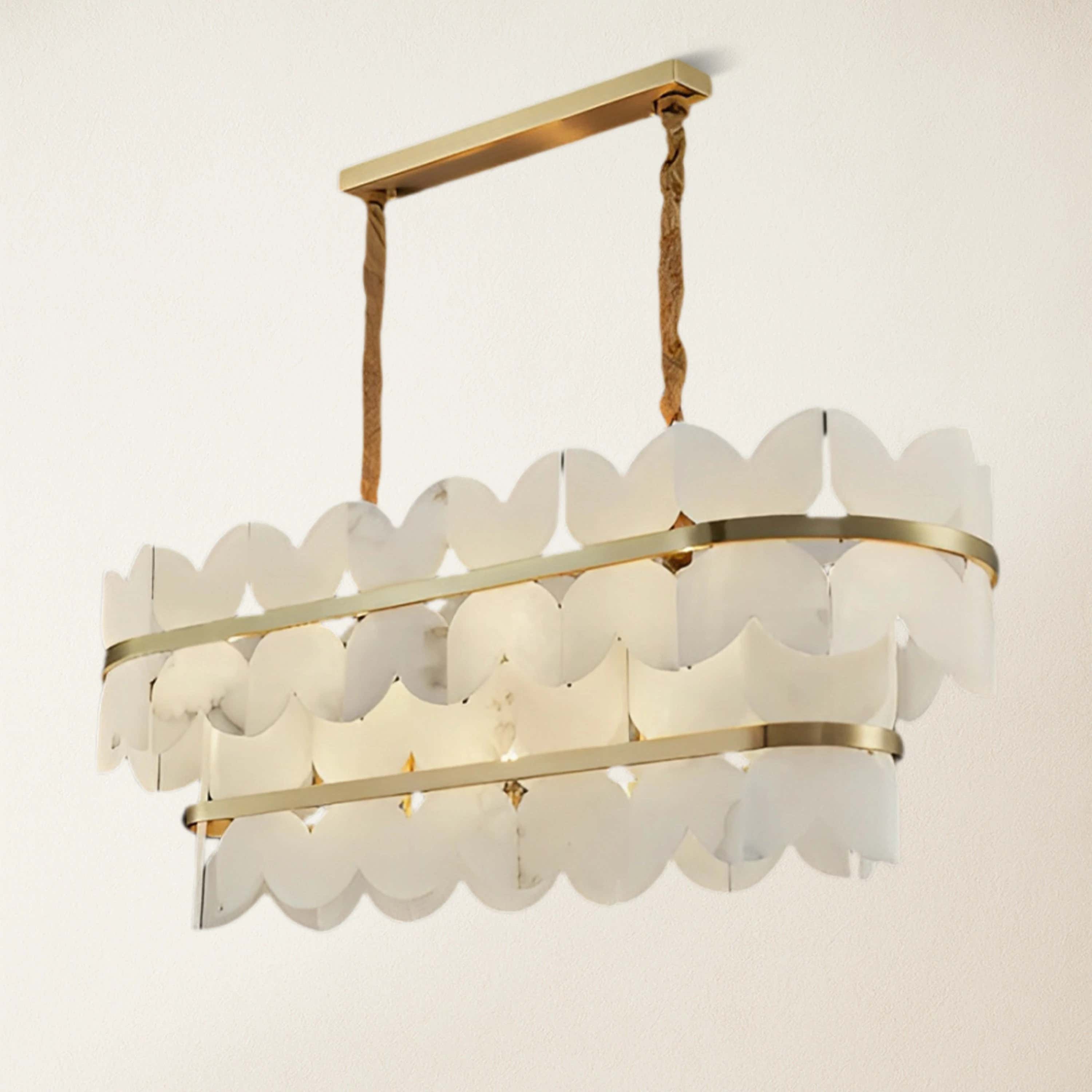 Cloudscape Alabaster 2-Tier Brass Chandelier 100cm