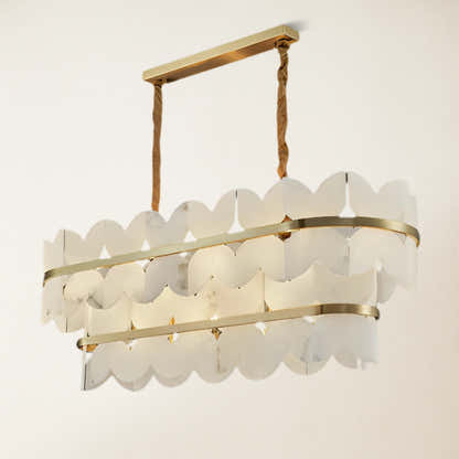 Cloudscape Alabaster 2-Tier Brass Chandelier 100cm