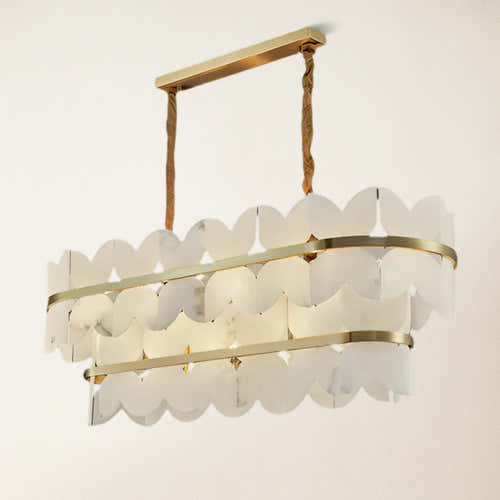 Cloudscape Alabaster 2-Tier Brass Chandelier 100cm