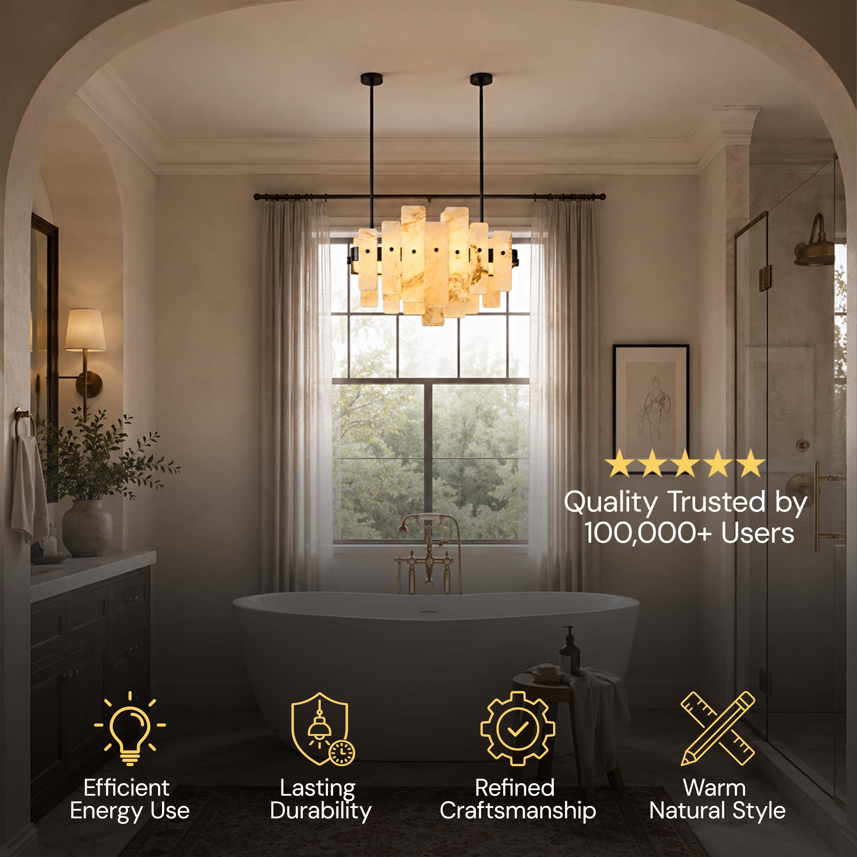 Pietra White Marble Panel Chandelier 27.5"W