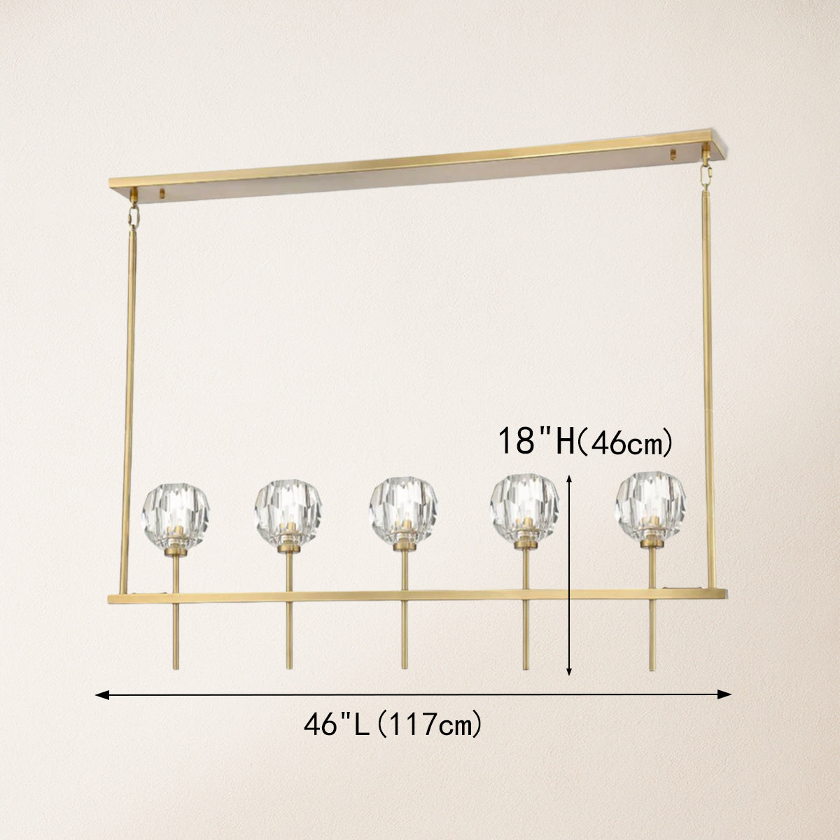 Parisian Crystal Linear Chandelier 117 cm L