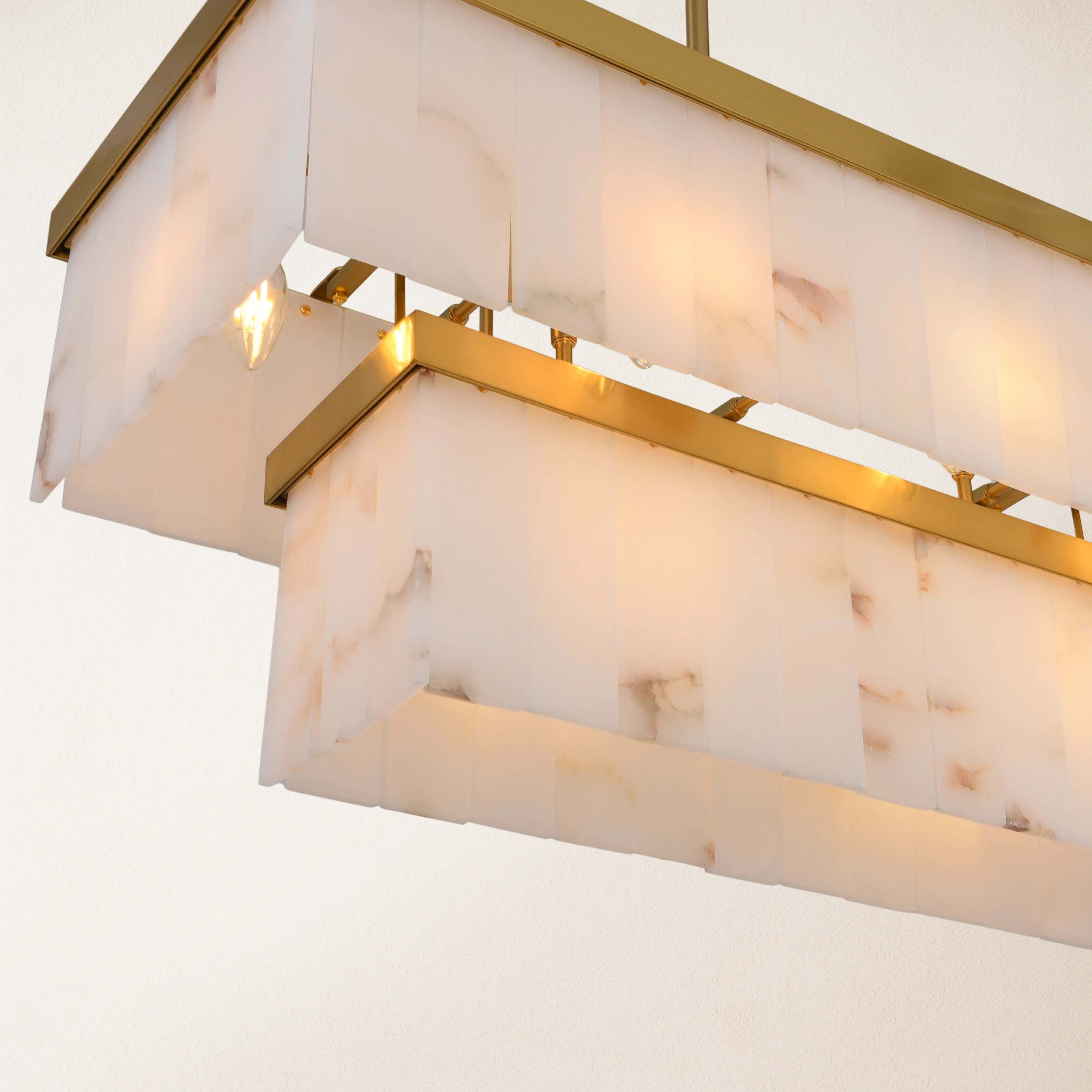 Solmare Alabaster Rectangular Chandelier 55"W