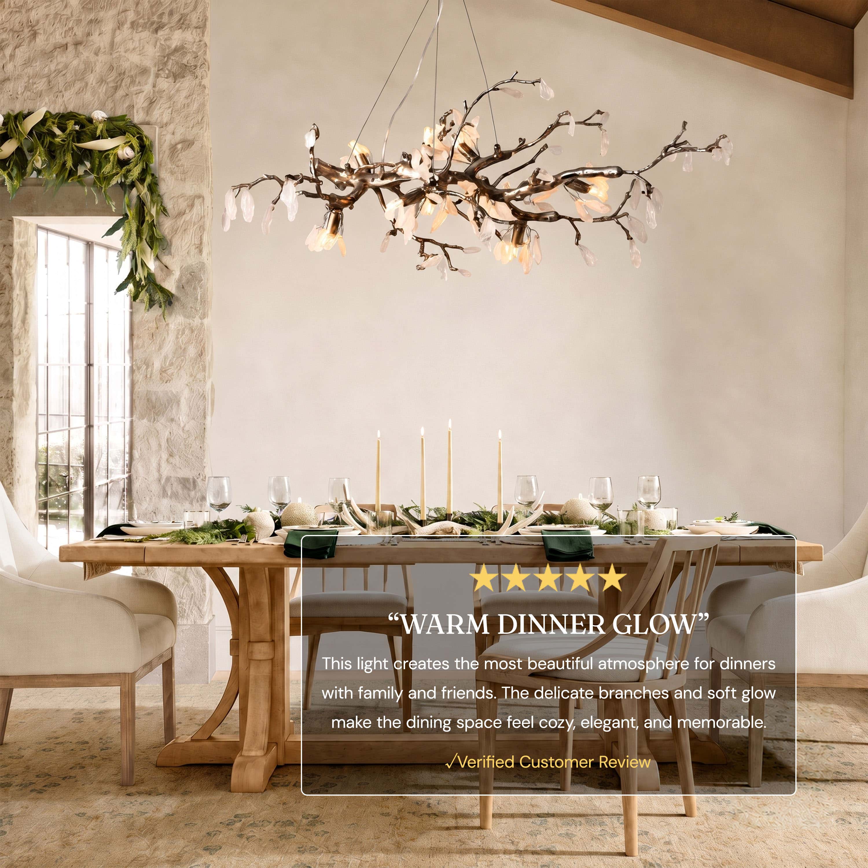 Arboris Rose Quartz Branch Chandelier 39.3"W