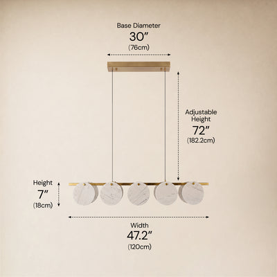 Pietra White Marble Disc Linear Chandelier 47.2"W