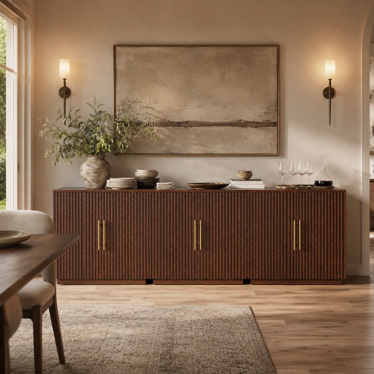 Holt 95″ Solid Oak Console(Set of 3)