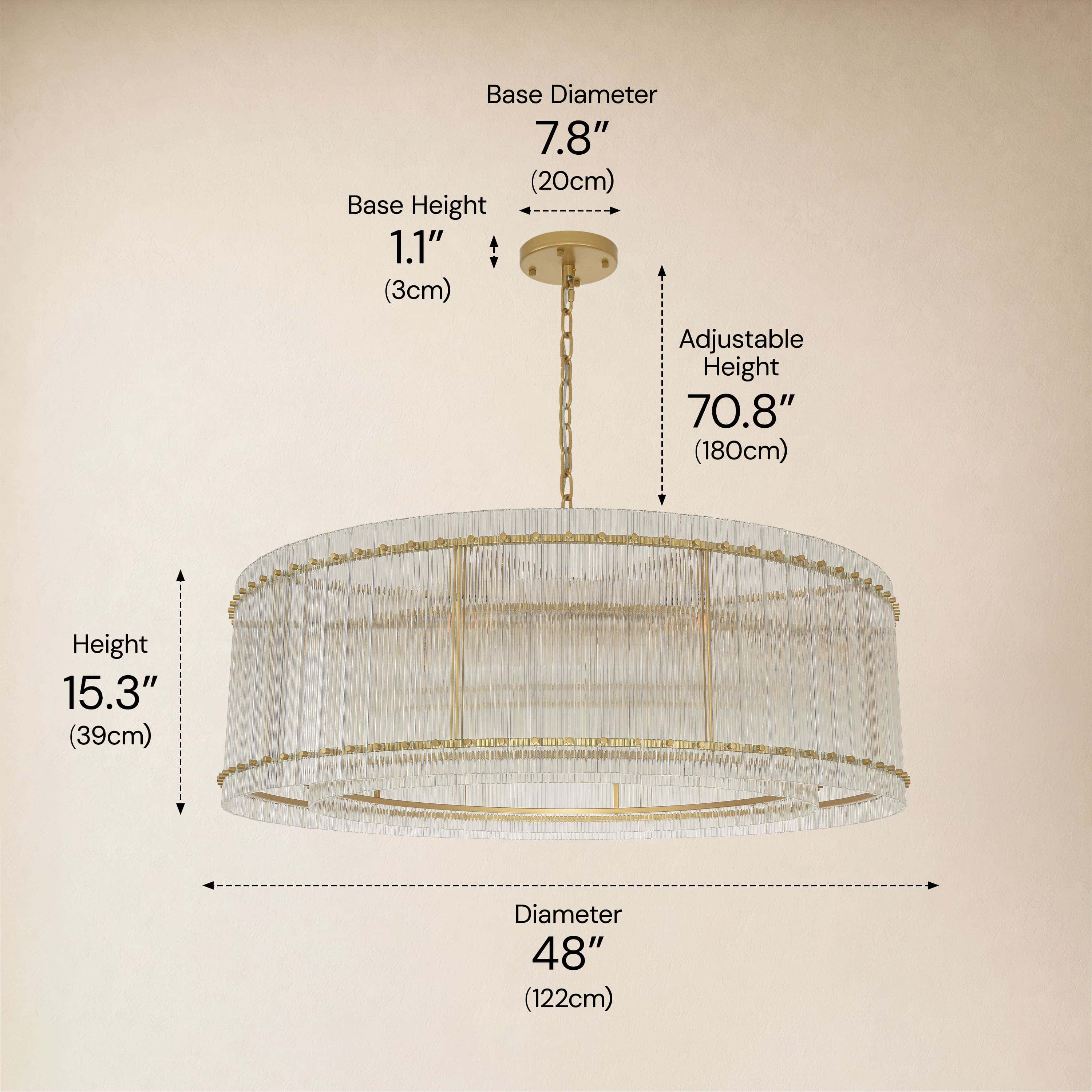 Solvayne Ribbed Glass Round Chandelier 48"D
