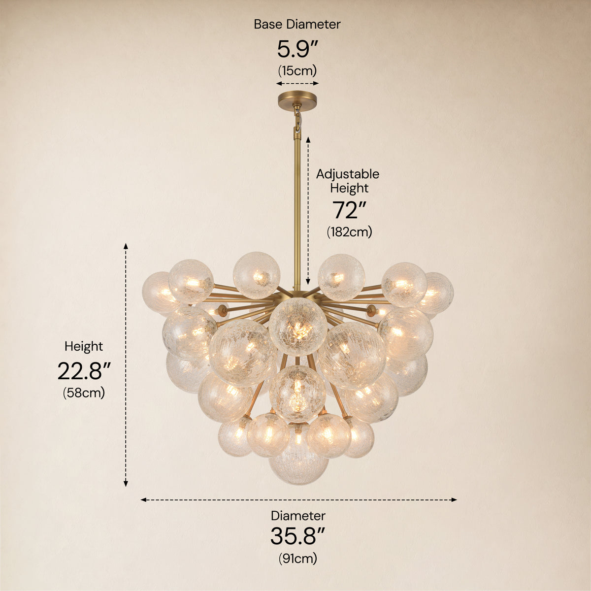 Elowen Glass Globe Cluster Chandelier 35.8"D 