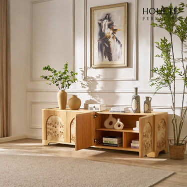 Aurora Oak Media Console 80"